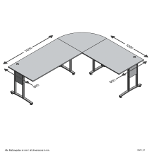 Schreibtisch >CALVIA 104< in Alteiche Dekor - 240x75x200cm (BxHxT)
