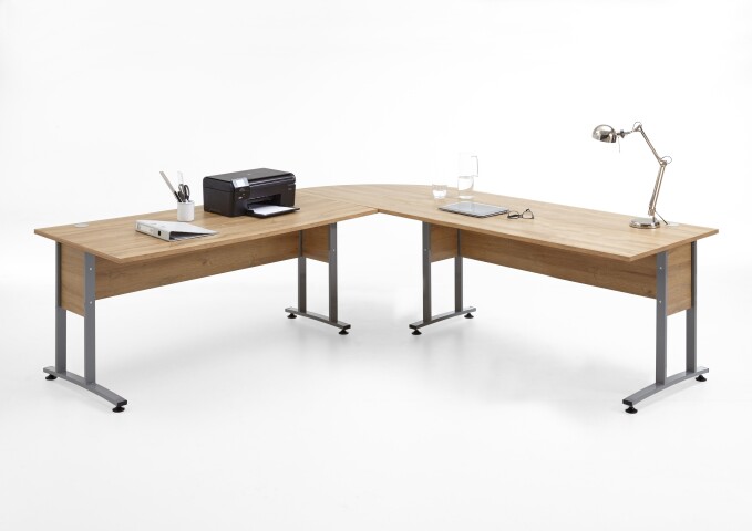 Schreibtisch >CALVIA 105< in Alteiche Dekor - 240x75x240cm (BxHxT)