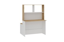 Raumteilerregal >MAINZ< in weiß-Eiche Dekor - 110,5x155,5x91,5cm (BxHxT)