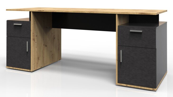 Schreibtisch >LEVI 101< in Artisan Eiche Dekor-Matera - 185,1x75x67,5cm (BxHxT)