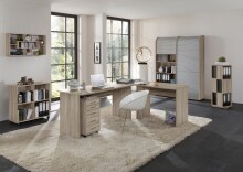 Schreibtisch >TILL< in Eiche Dekor - 205x76x65cm (BxHxT)