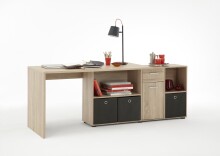 Schreibtisch >LEXO/LEX< in Eiche Dekor - 135,7x74,2x135,7cm (BxHxT)