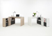 Schreibtisch >LEXO/LEX< in Eiche Dekor - 135,7x74,2x135,7cm (BxHxT)