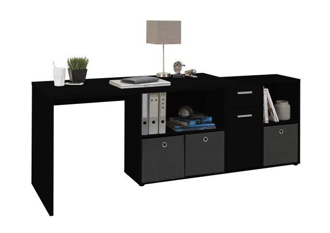 Schreibtisch >LEXO/LEX< in schwarz - 135,7x74,2x135,7cm (BxHxT)