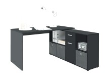 Schreibtisch >LEXO/LEX< in schwarz - 135,7x74,2x135,7cm (BxHxT)