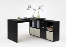 Schreibtisch >LEXO/LEX< in schwarz - 135,7x74,2x135,7cm (BxHxT)