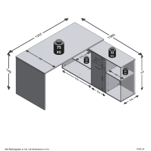 Schreibtisch >LEXO/LEX< in schwarz - 135,7x74,2x135,7cm (BxHxT)