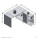 Schreibtisch >LEXO/LEX< in schwarz - 135,7x74,2x135,7cm (BxHxT)