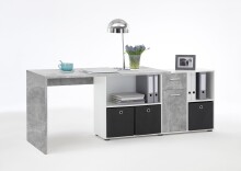 Schreibtisch >LEXO/LEX< in Beton LA-weiß - 135,7x74,2x135,7cm (BxHxT)