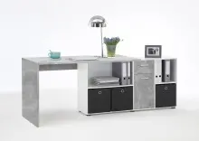 Schreibtisch >LEXO/LEX< in Beton LA-weiß -...