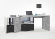 Schreibtisch >LEXO/LEX< in Beton LA-weiß - 135,7x74,2x135,7cm (BxHxT)