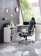 Schreibtisch >LEXO/LEX< in Beton LA-weiß - 135,7x74,2x135,7cm (BxHxT)