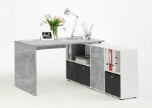 Schreibtisch >LEXO/LEX< in Beton LA-weiß -...