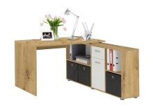 Schreibtisch >LEXO/LEX< in Artisan Eiche Dekor-weiß - 135,7x74,2x135,7cm (BxHxT)