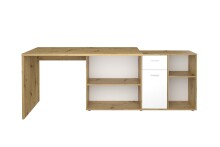 Schreibtisch >LEXO/LEX< in Artisan Eiche Dekor-weiß - 135,7x74,2x135,7cm (BxHxT)