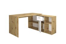 Schreibtisch >LEXO/LEX< in Artisan Eiche Dekor-weiß - 135,7x74,2x135,7cm (BxHxT)