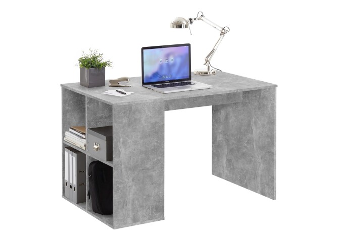 Regal-Schreibtisch >GENT< in Beton LA - 117x75x73cm (BxHxT)
