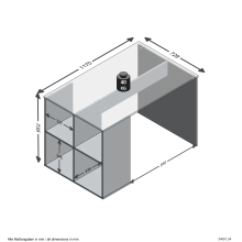 Regal-Schreibtisch >GENT< in Beton LA - 117x75x73cm (BxHxT)
