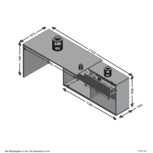 Schreibtisch >DIEGO< in Beton LA-hochlanz weiß - 138x75x138cm (BxHxT)
