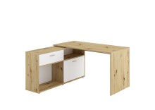Schreibtisch >DIEGO< in Artisan Eiche Dekor-Brillantweiß - 138x75x138cm (BxHxT)
