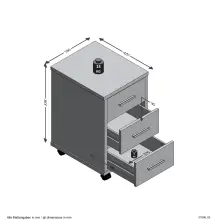 Rollcontainer >DIEGO 2< in Beton LA-hochlanz weiß - 35x58,9x42cm (BxHxT)