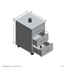 Rollcontainer >DIEGO 2< in Artisan Eiche Dekor-Brillantweiß - 35x58,9x42 (BxHxT)