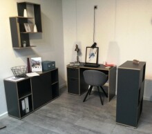 Schreibtisch >ELIAS 10< in Anthrazit-Eiche Dekor. Kante