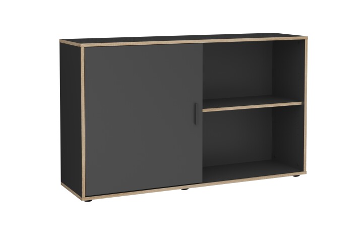 Schiebetürenschrank >ELIAS 20< in Anthrazit-Eiche Dekor. Kante