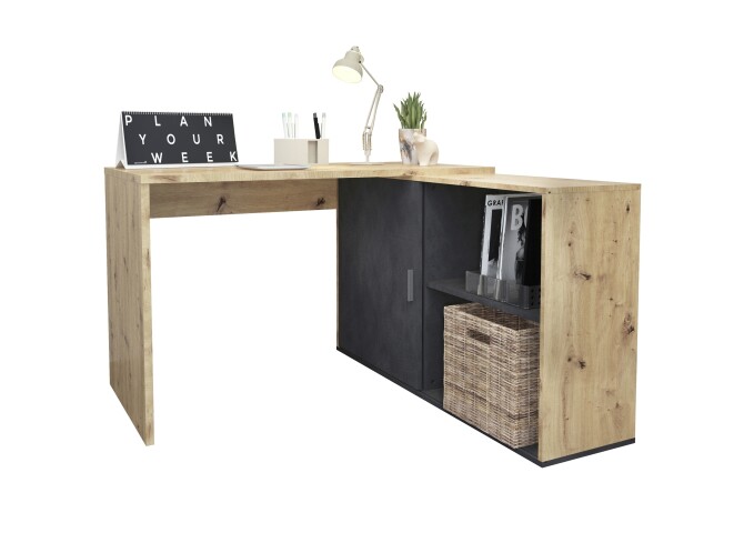 Schreibtisch >VALLEY< in Artisan Eiche Dekor-Matera - 118x75x124,5cm (BxHxT)