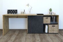 Schreibtisch >VALLEY< in Artisan Eiche Dekor-Matera - 118x75x124,5cm (BxHxT)