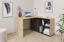 Schreibtisch >VALLEY< in Artisan Eiche-schwarz perl - 118x75x124,5cm (BxHxT)