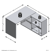 Schreibtisch >VALLEY< in Artisan Eiche Dekor-weiß - 118x75x124,5cm (BxHxT)