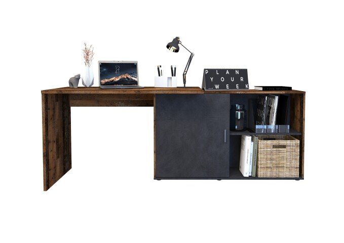 Schreibtisch >VALLEY< in Old Style dunkel-Matera - 118x75x124,5cm (BxHxT)