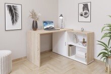 Schreibtisch >VALLEY< in Eiche Dekor-weiß - 118x75x124,5cm (BxHxT)