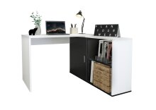 Schreibtisch >VALLEY< in weiß-Perl-schwarz - 118x75x124,5cm (BxHxT)