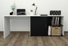 Schreibtisch >VALLEY< in weiß-Perl-schwarz - 118x75x124,5cm (BxHxT)