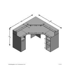 Schreibtisch >ZOCKER 2< in anthrazit - 138,7x90,3x138,7cm (BxHxT)