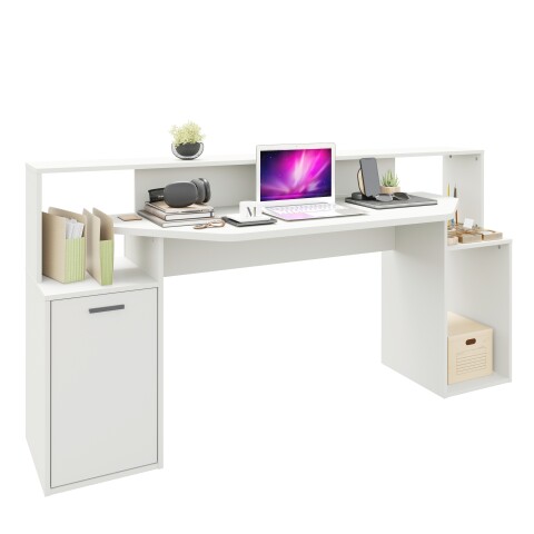 Schreibtisch >ZOCKER 3< in weiß - 180,4x92,5x59,8cm (BxHxT)