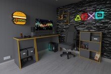 Gamingtisch >ZOCKER PRO< in anthrazit - 93x117x50cm (BxHxT)