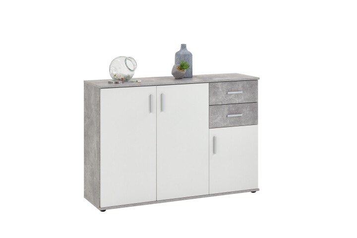 Schubkastenkommode >ALBI 2< in Beton LA-weiß - 120,5x83x35cm (BxHxT)