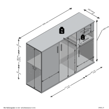 Schubkastenkommode >ALBI 2< in Beton LA-weiß - 120,5x83x35cm (BxHxT)