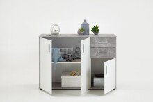 Schubkastenkommode >ALBI 2< in Beton LA-weiß - 120,5x83x35cm (BxHxT)