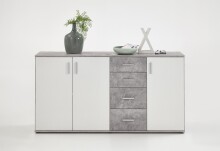 Schubkastenkommode >ALBI 3< in Beton LA-weiß - 160,1x83x35cm (BxHxT)