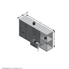 Schubkastenkommode >ALBI 3< in Beton LA-weiß - 160,1x83x35cm (BxHxT)