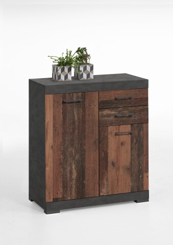 Kommode >BRISTOL 2< in Matera-Old Style dunkel - 80x89,9x34,9cm (BxHxT)