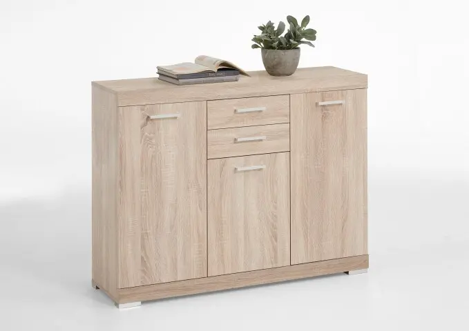Kombikommode >BRISTOL 3< in Eiche Dekor - 120x89,9x34,9cm (BxHxT)