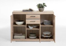 Kombikommode >BRISTOL 3< in Eiche Dekor - 120x89,9x34,9cm (BxHxT)