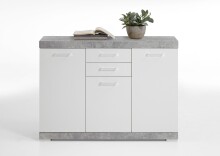 Kombikommode >BRISTOL 3< in Beton LA-weiß Edelglanz - 120x89,9x34,9cm (BxHxT)