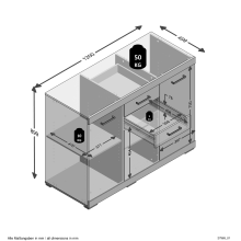 Kombikommode >BRISTOL 3 XL< in Eiche Dekor - 120x89,9x49,9cm (BxHxT)