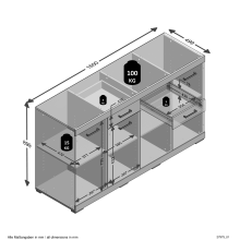 Kombikommode >BRISTOL 4 XL< in Eiche Dekor - 160x89,9x49,9cm (BxHxT)